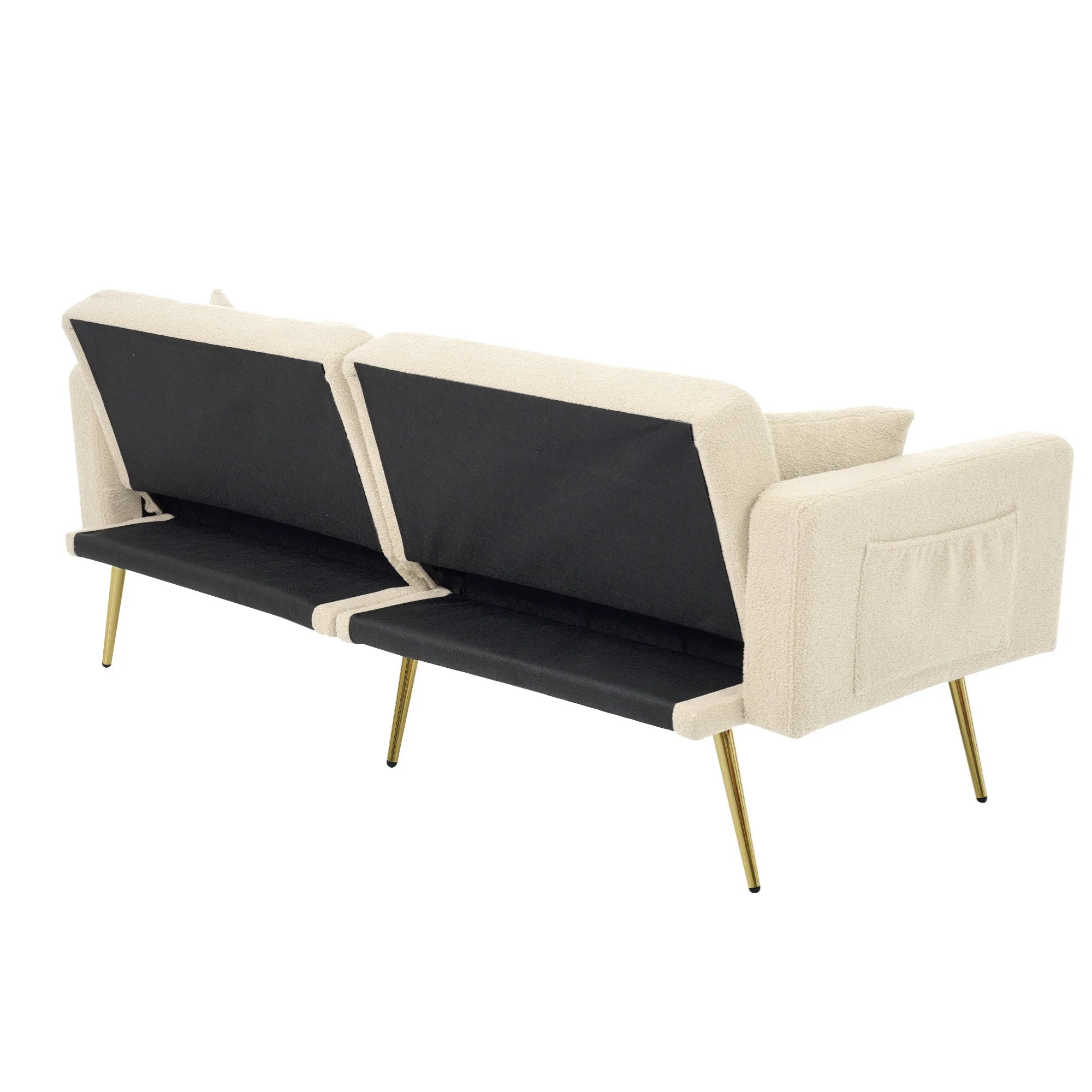 Canapé-lit pliant capitonné avec dossier ergonomique et coussins confortables – Base stable et design moderne
