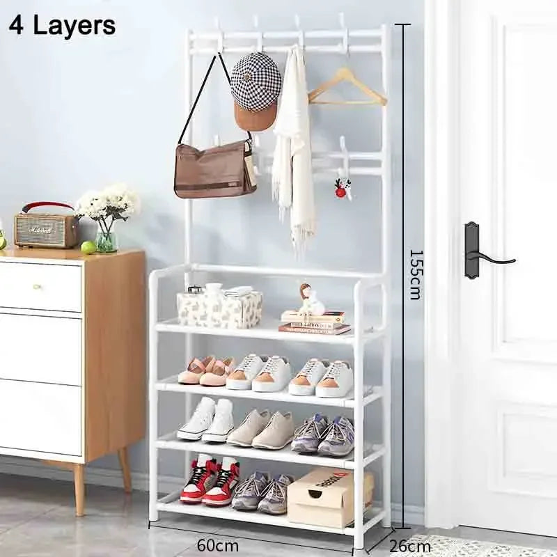 Étagère à chaussures et chapeaux – Meuble de rangement multicouche en tissu et métal, anti-poussière, à monter soi-même