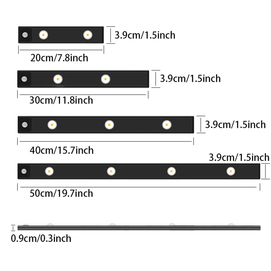 Lampe LED ultra fine sans fil avec capteur de mouvement – USB rechargeable pour armoire, cuisine et chambre