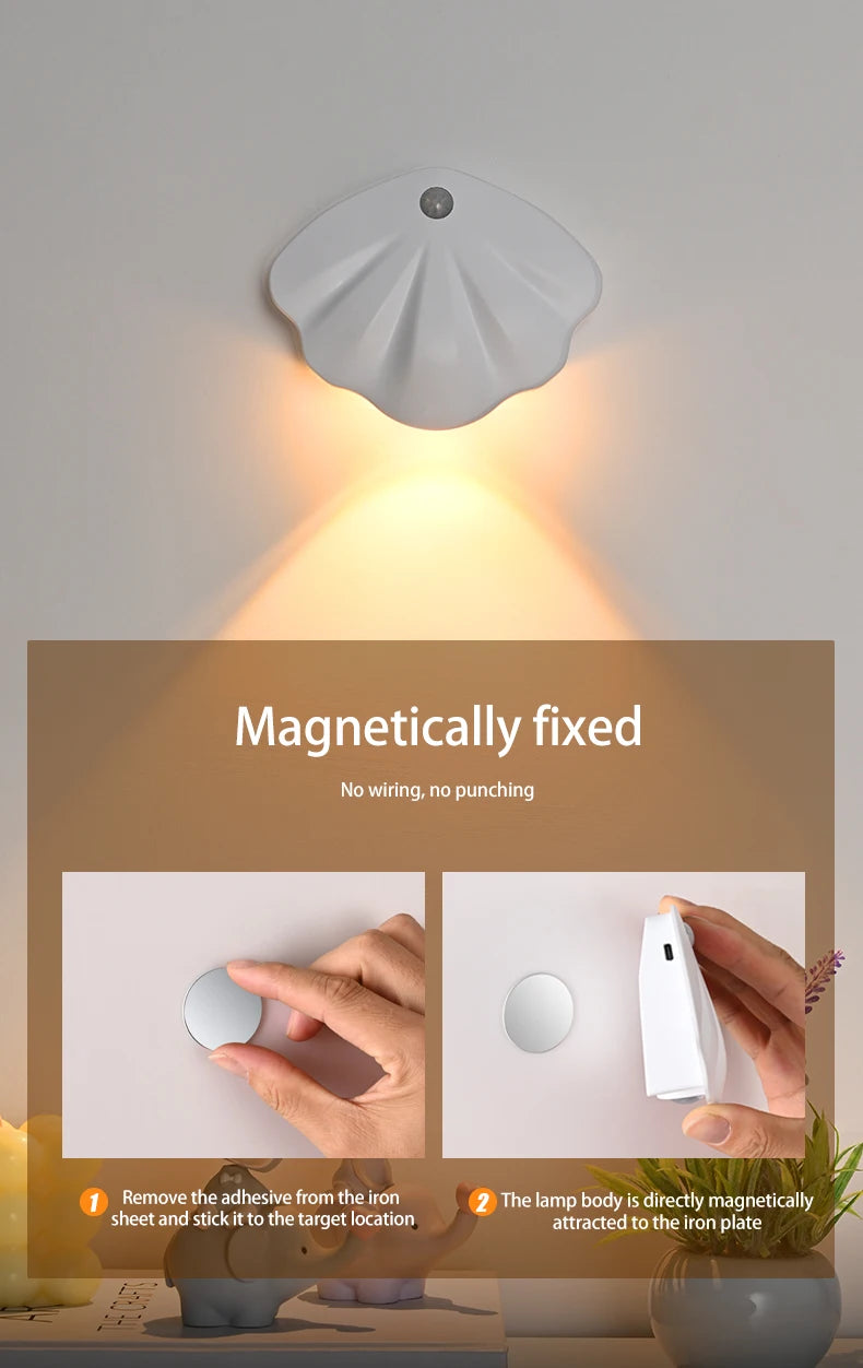 LED murale avec détecteur de mouvement – Veilleuse sans fil USB Type-C pour cuisine, chambre, salon, couloir, éclairage mural intérieur