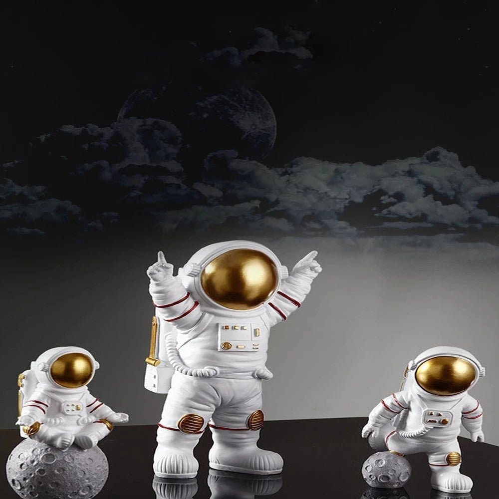 Lot de figurines astronaute en résine – 4 pièces décoratives pour bureau et chambre, jouet éducatif enfant