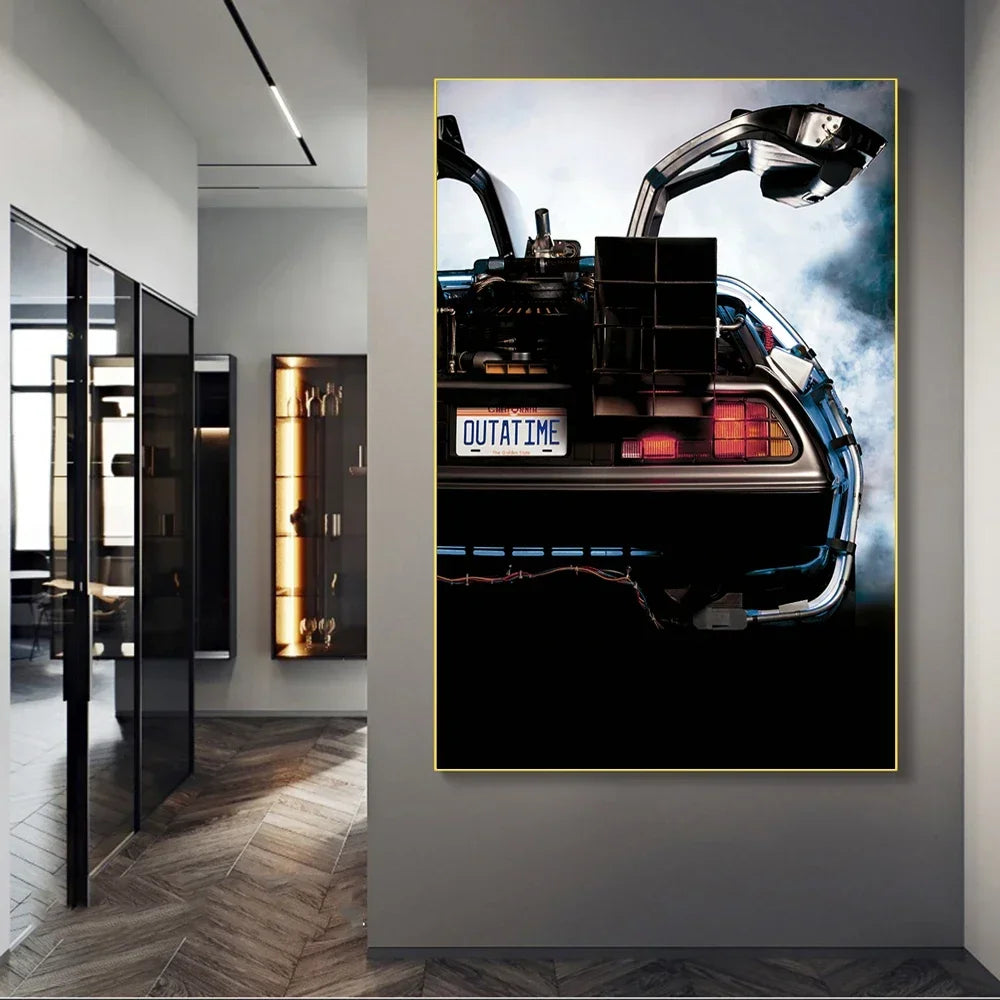Affiche murale minimaliste scandinave – Poster décoratif Delorean Back to the Future (sans cadre)