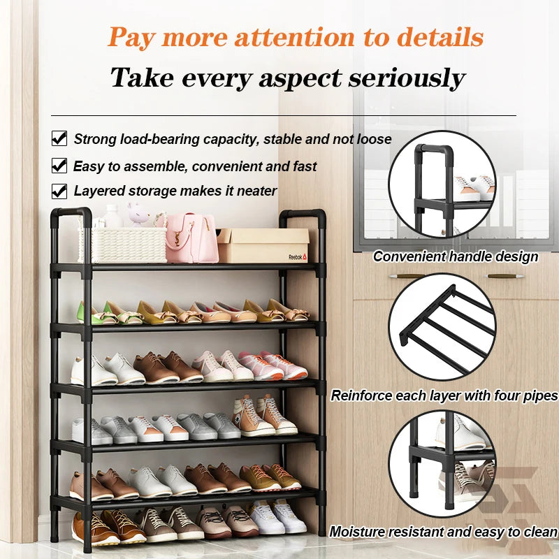 Étagère à chaussures en métal – Meuble de rangement multifonction simple et pratique pour maison, studio ou dortoir