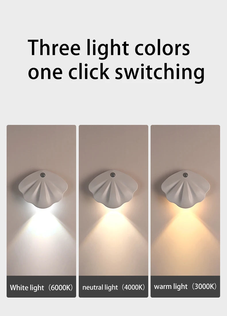 LED murale avec détecteur de mouvement – Veilleuse sans fil USB Type-C pour cuisine, chambre, salon, couloir, éclairage mural intérieur