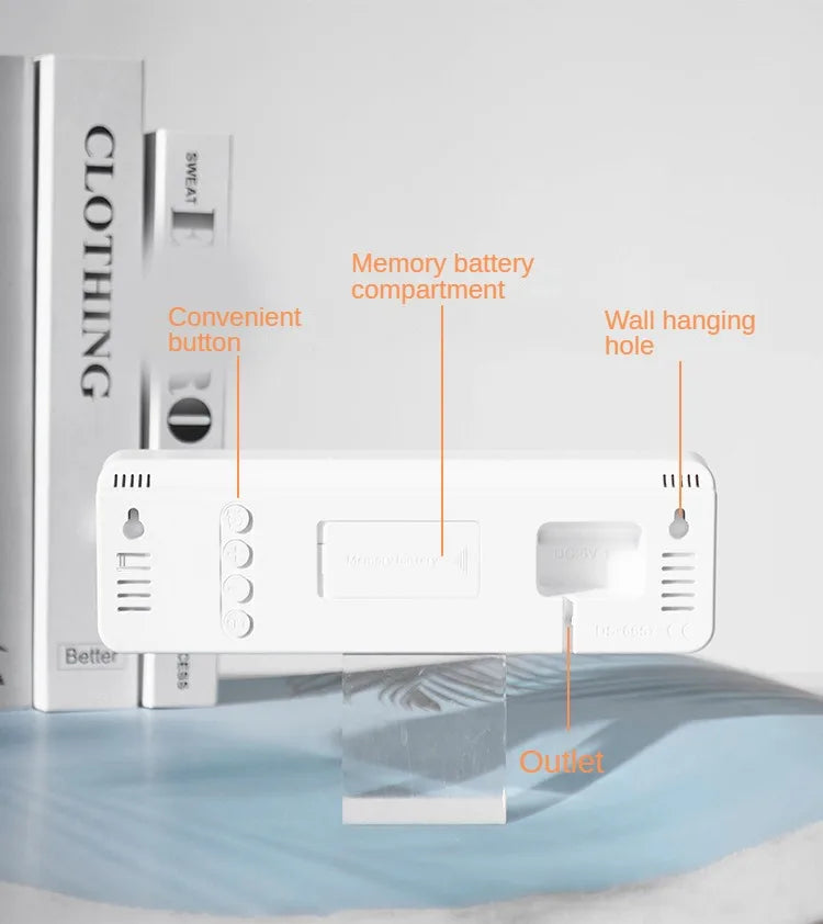 Horloge murale digitale LED – Affichage heure, température et humidité, réveil électronique avec luminosité réglable (12/24H)