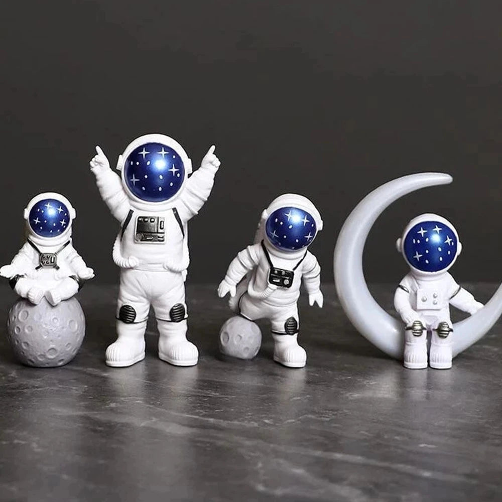 Lot de figurines astronaute en résine – 4 pièces décoratives pour bureau et chambre, jouet éducatif enfant