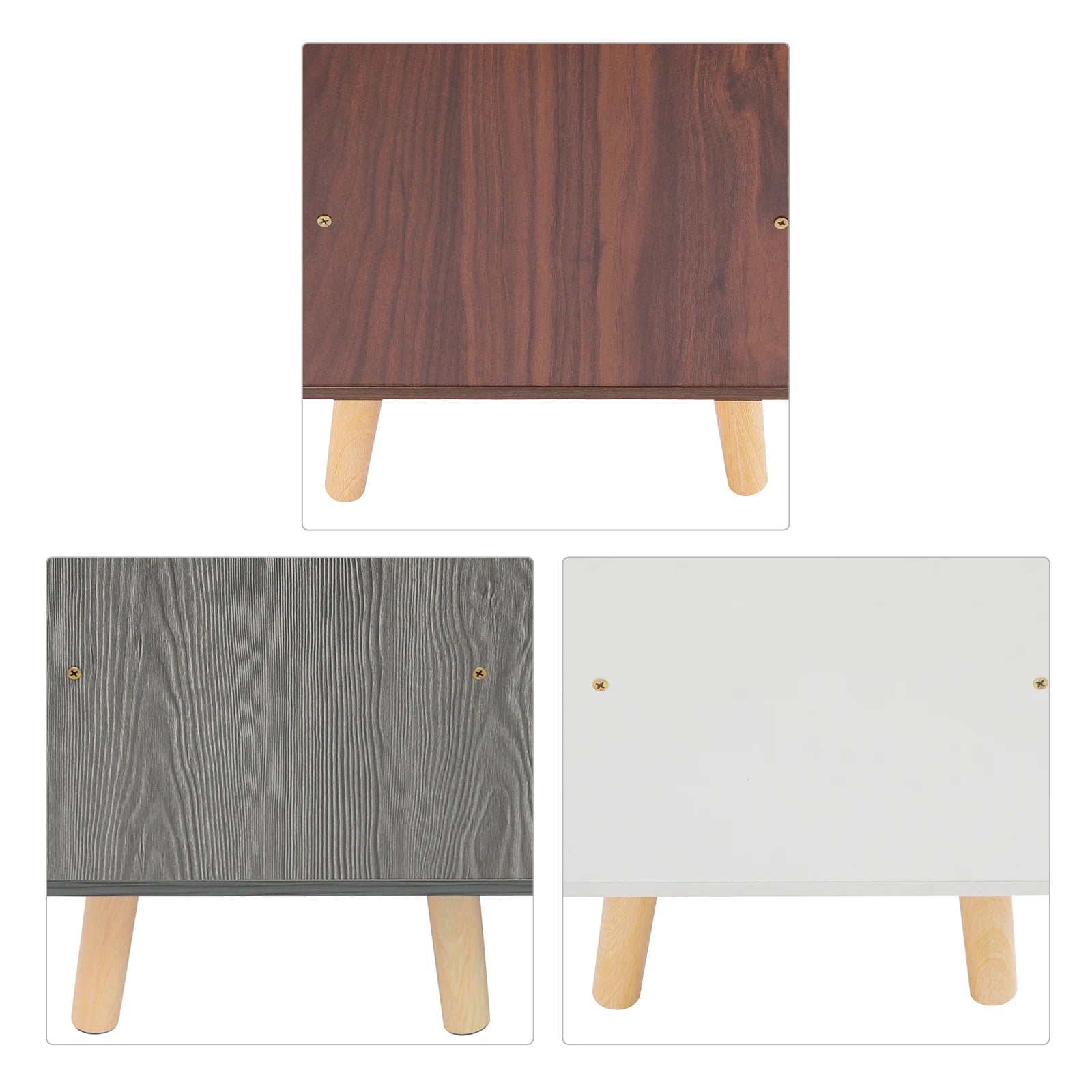 Table d’appoint étroite – Coloris Blanc / Gris / Noyer | Table de chevet, bout de canapé ou meuble de rangement pour petits espaces