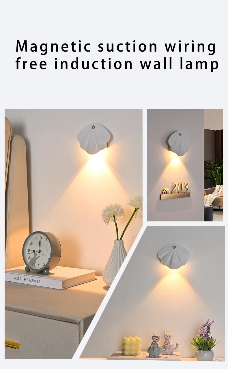 LED murale avec détecteur de mouvement – Veilleuse sans fil USB Type-C pour cuisine, chambre, salon, couloir, éclairage mural intérieur