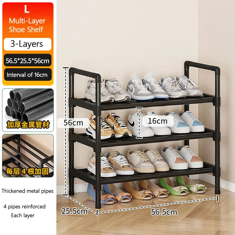Étagère à chaussures en métal – Meuble de rangement multifonction simple et pratique pour maison, studio ou dortoir