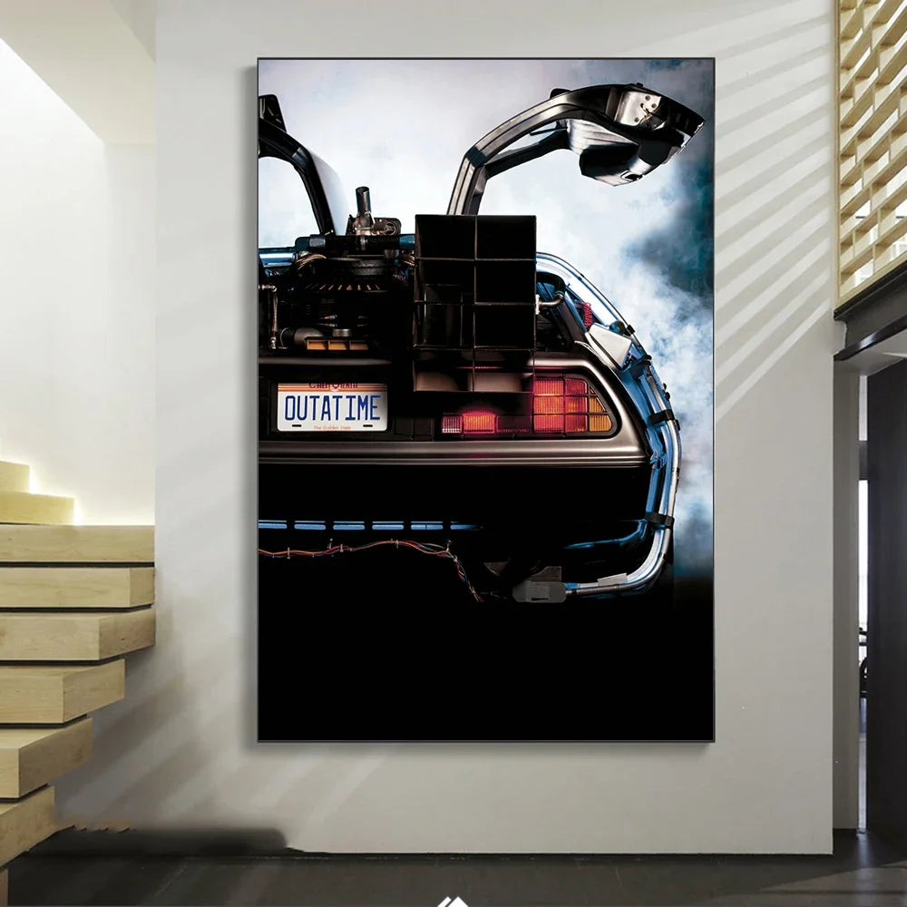 Affiche murale minimaliste scandinave – Poster décoratif Delorean Back to the Future (sans cadre)