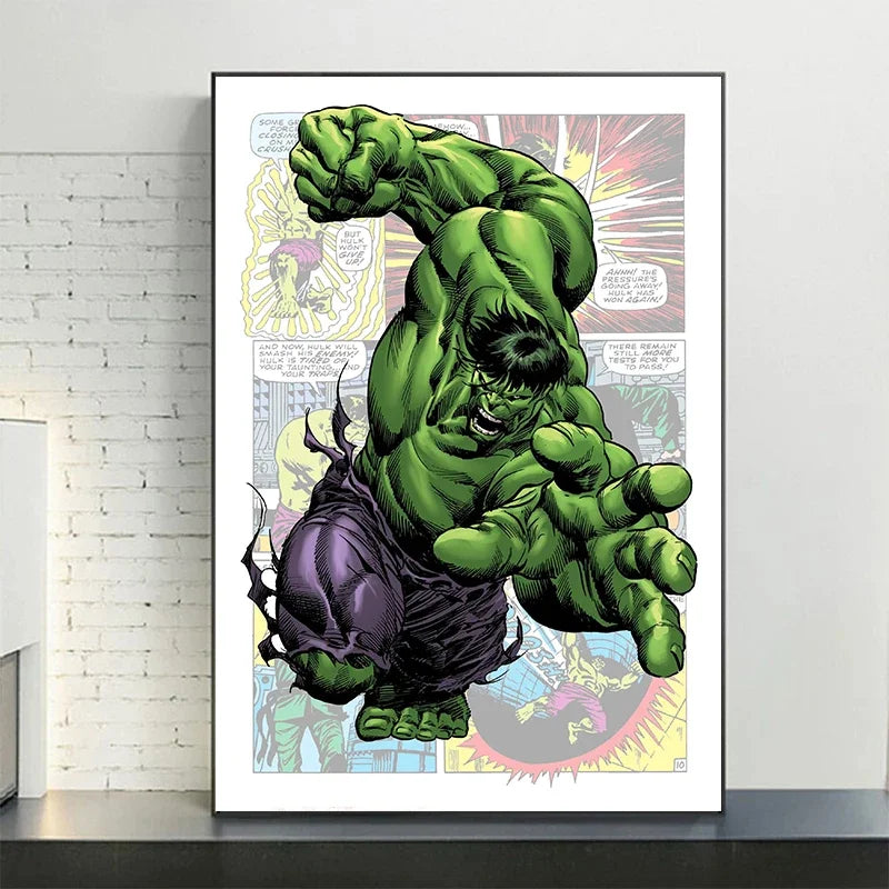 Poster Marvel Avengers sur toile – Spiderman, Captain America, comics Disney, décoration murale chambre enfant (sans cadre)