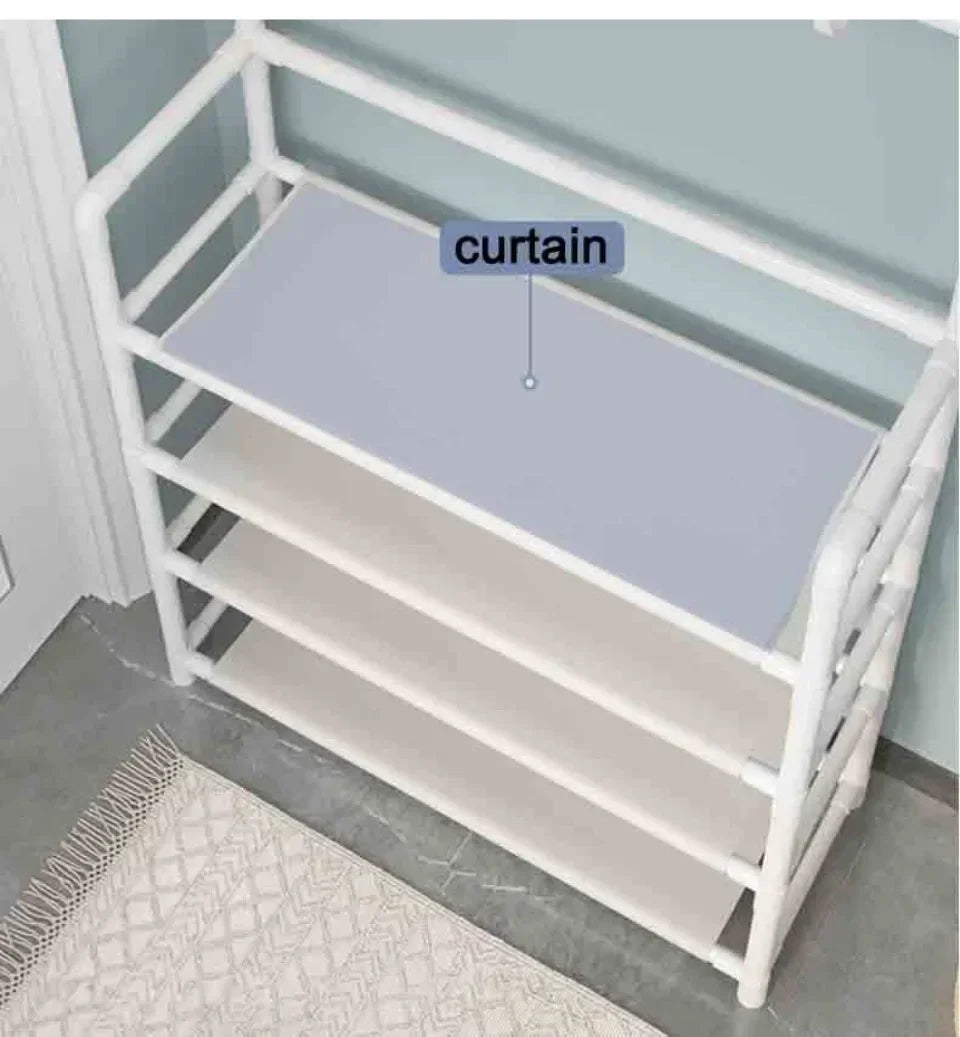 Étagère à chaussures et chapeaux – Meuble de rangement multicouche en tissu et métal, anti-poussière, à monter soi-même