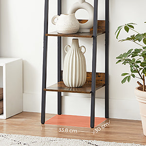 Étagère échelle VASAGLE – Style industriel marron rustique et noir, meuble de rangement 5 niveaux avec fixation murale
