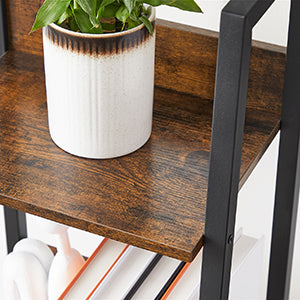 Étagère échelle VASAGLE – Style industriel marron rustique et noir, meuble de rangement 5 niveaux avec fixation murale