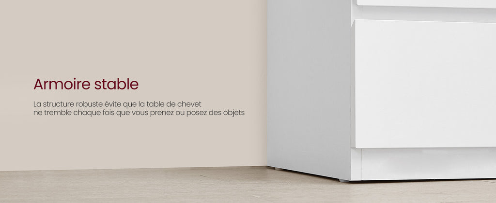 Table de chevet Moderne avec LED multicolore réglable – 3 tiroirs, style moderne, 35 × 40 × 55 cm