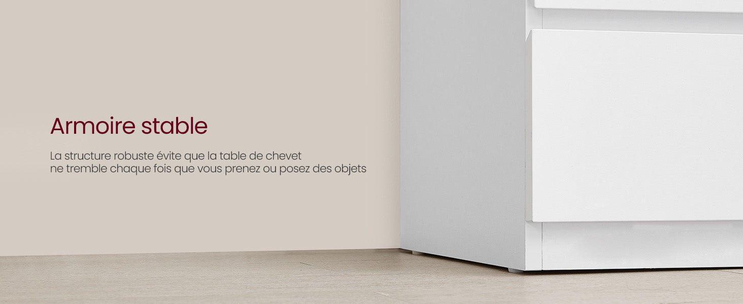 Table de chevet Moderne avec LED multicolore réglable – 3 tiroirs, style moderne, 35 × 40 × 55 cm