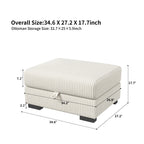 Canapé modulable en velours côtelé – Sofa d’angle en U avec coussins et accoudoirs larges, convertible avec rangement intégré