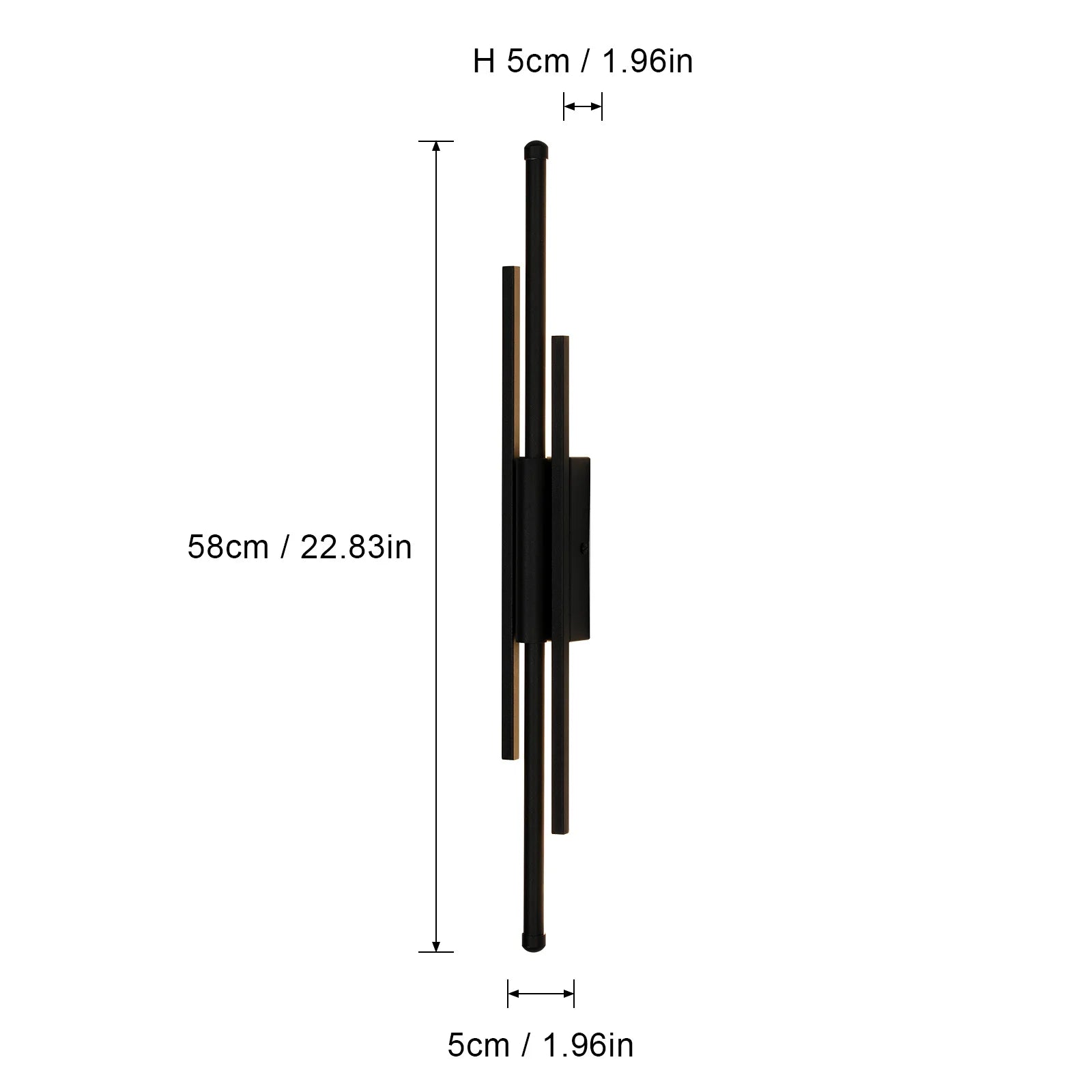 LED moderne murale en aluminium – 8W, design minimaliste noir, lumière réglable 3 couleurs