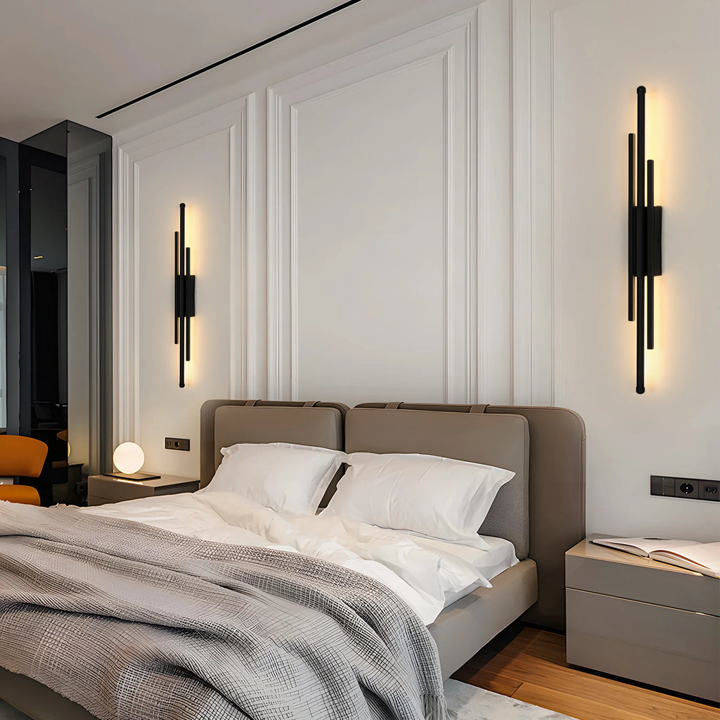 LED moderne murale en aluminium – 8W, design minimaliste noir, lumière réglable 3 couleurs