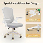 Chaise de bureau ergonomique Naspaluro – Accoudoirs rabattables 90°, soutien lombaire, assise en maille respirante, réglable et pivotante