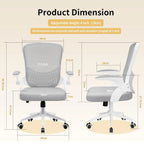 Chaise de bureau ergonomique Naspaluro – Accoudoirs rabattables 90°, soutien lombaire, assise en maille respirante, réglable et pivotante