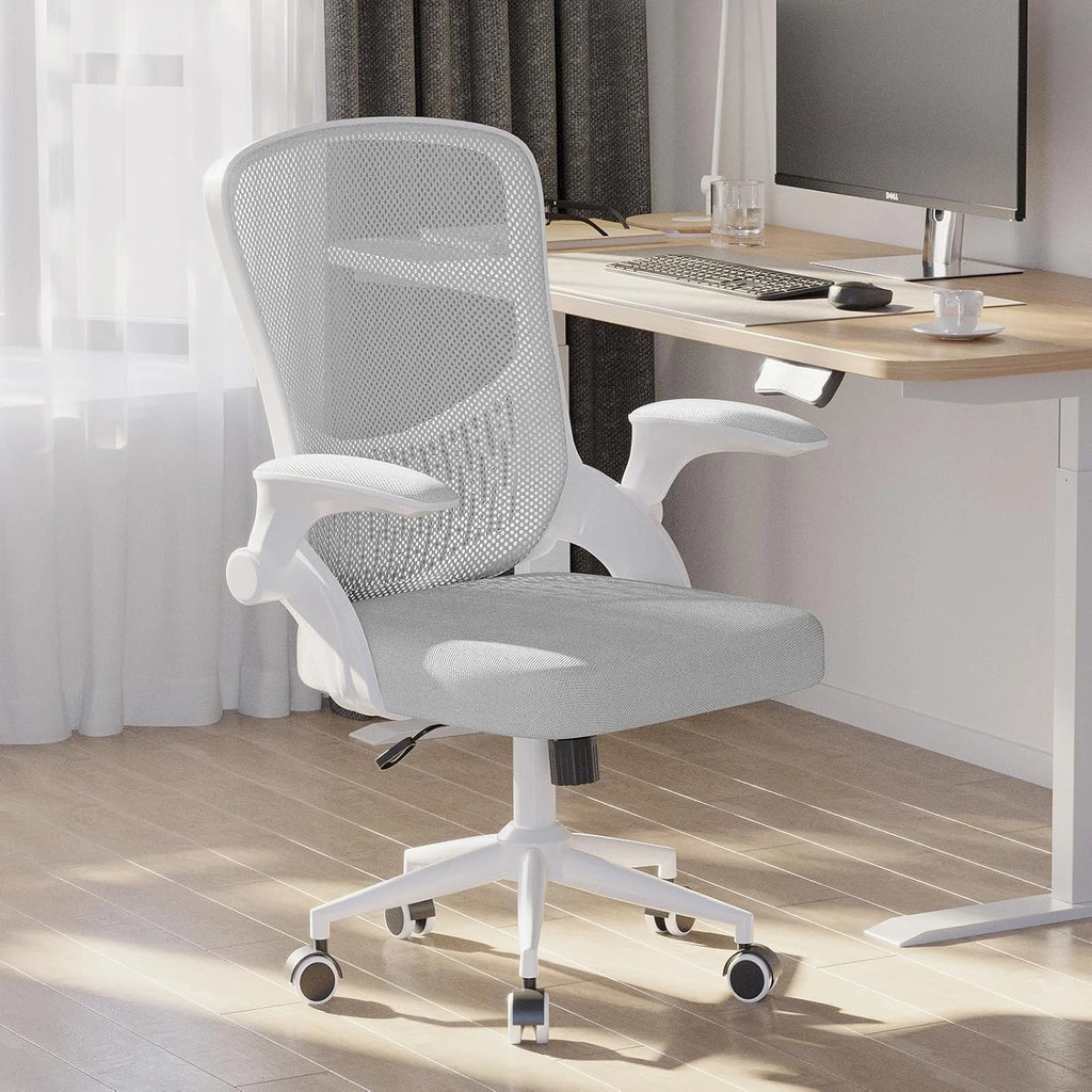 Chaise de bureau ergonomique Naspaluro – Accoudoirs rabattables 90°, soutien lombaire, assise en maille respirante, réglable et pivotante