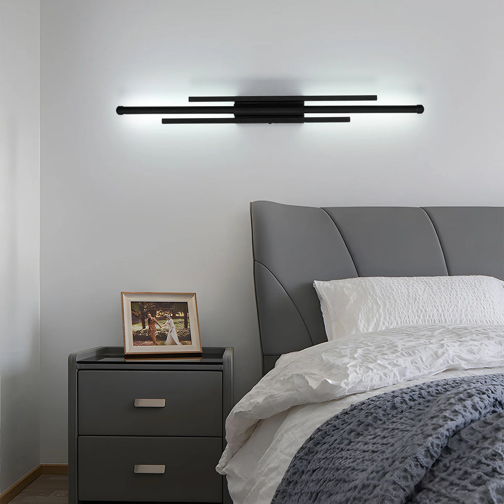 LED moderne murale en aluminium – 8W, design minimaliste noir, lumière réglable 3 couleurs
