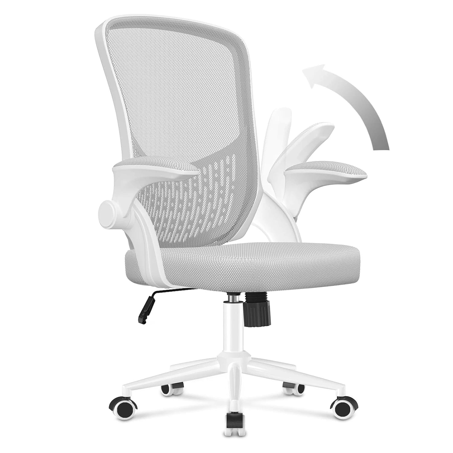 Chaise de bureau ergonomique Naspaluro – Accoudoirs rabattables 90°, soutien lombaire, assise en maille respirante, réglable et pivotante