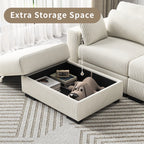 Canapé modulable en velours côtelé – Sofa d’angle en U avec coussins et accoudoirs larges, convertible avec rangement intégré