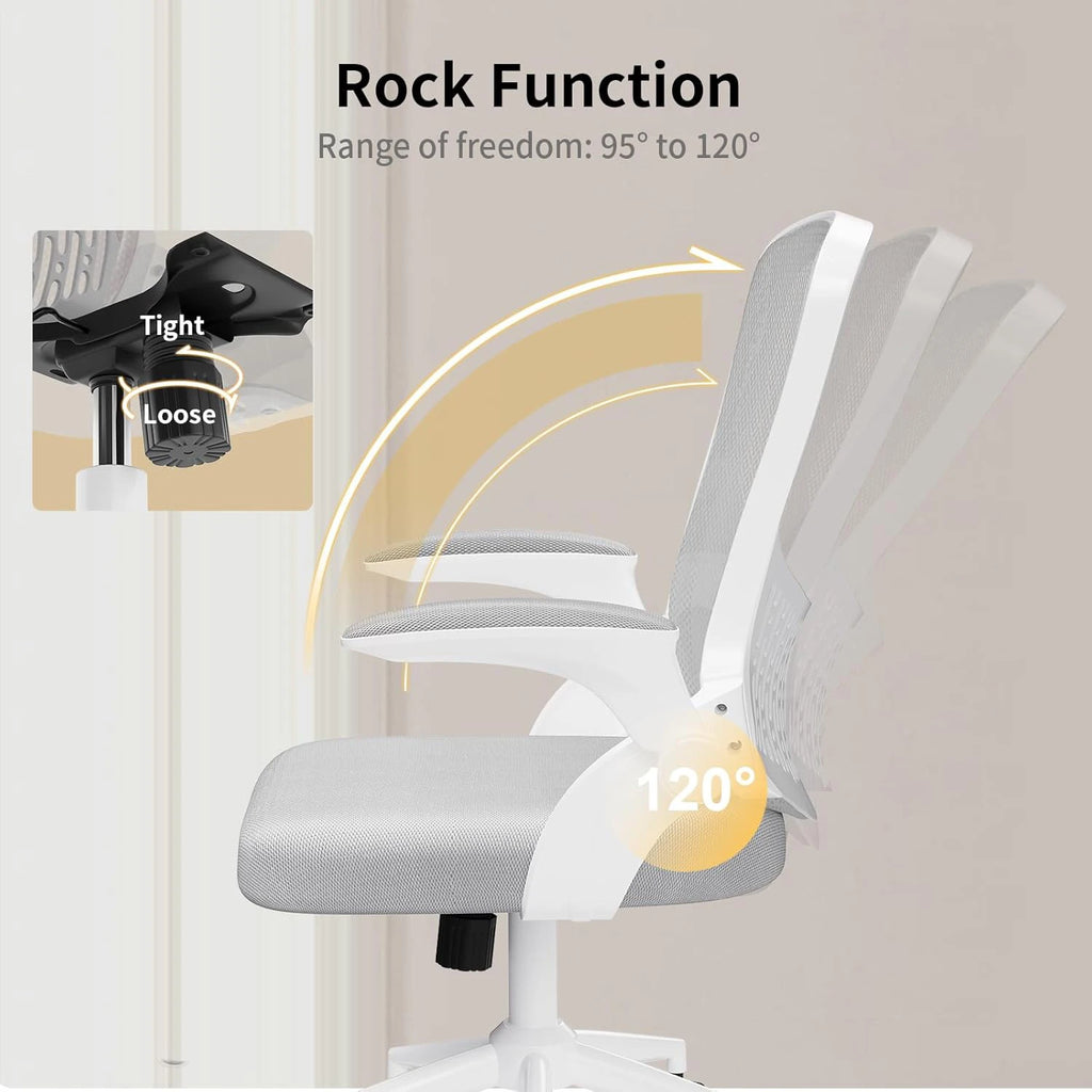 Chaise de bureau ergonomique Naspaluro – Accoudoirs rabattables 90°, soutien lombaire, assise en maille respirante, réglable et pivotante
