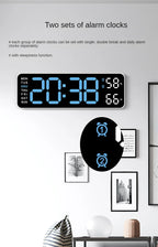 Horloge murale digitale LED – Affichage heure, température et humidité, réveil électronique avec luminosité réglable (12/24H)
