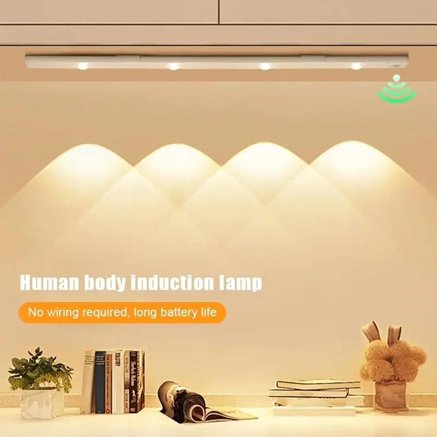 Lampe LED ultra fine sans fil avec capteur de mouvement – USB rechargeable pour armoire, cuisine et chambre