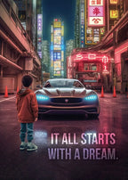 Affiche murale motivationnelle voiture de luxe – Poster citation "It Starts With A Dream", impression sur toile HD (sans cadre)