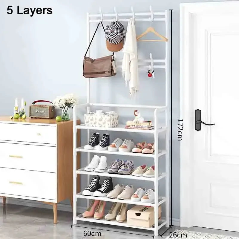 Étagère à chaussures et chapeaux – Meuble de rangement multicouche en tissu et métal, anti-poussière, à monter soi-même