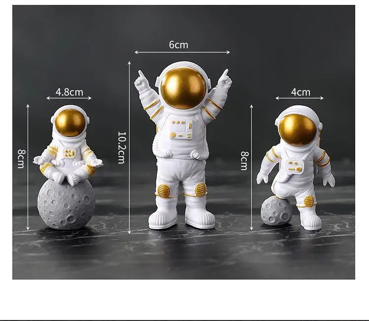 Lot de figurines astronaute en résine – 4 pièces décoratives pour bureau et chambre, jouet éducatif enfant