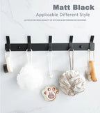 Patère murale moderne en aluminium noir – Porte-manteaux mural avec 3 à 6 crochets pour salle de bain, entrée ou chambre