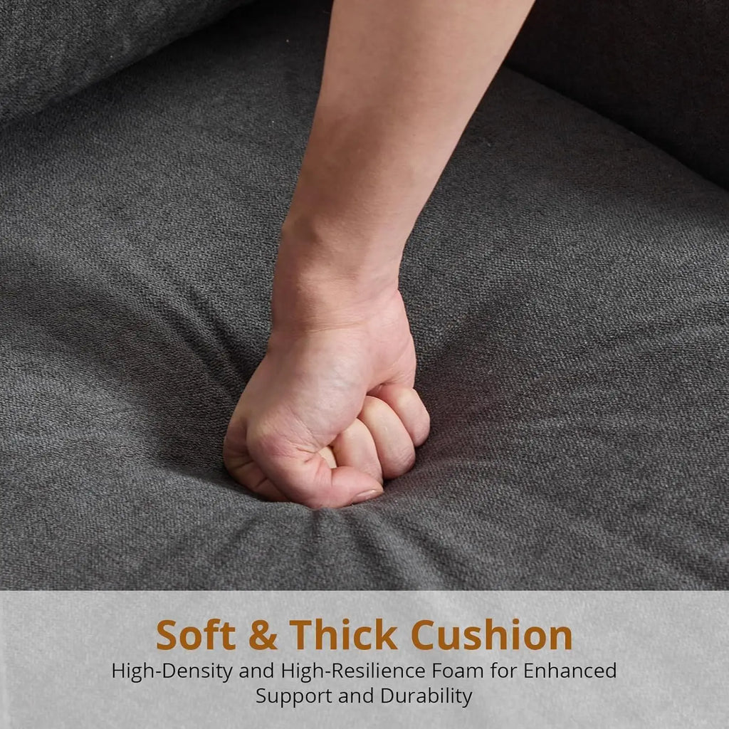 Fauteuil d’appoint style vintage – Fauteuil moderne en lin avec accoudoirs larges et pieds bois, chaise de lecture pour salon et chambre