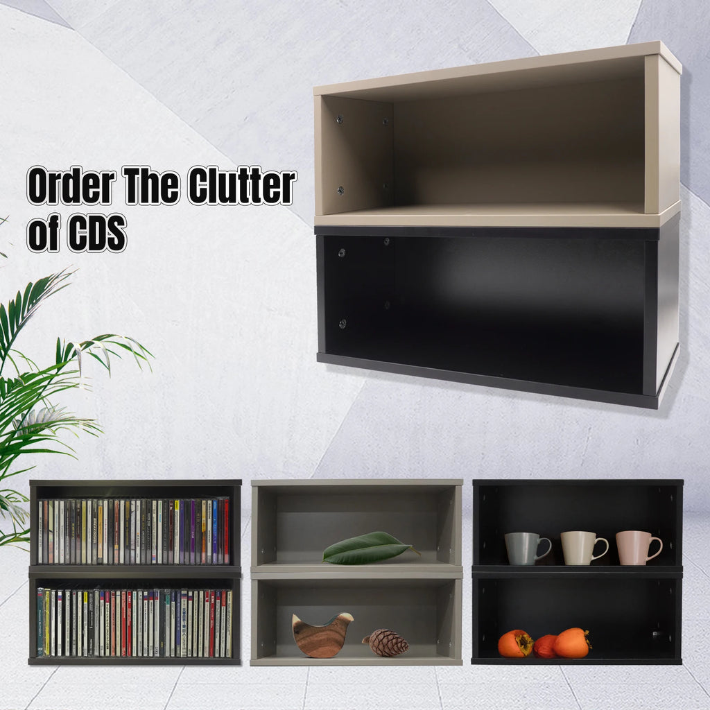 Meuble de rangement en bois grande capacité – Bibliothèque empilable et étagère de stockage