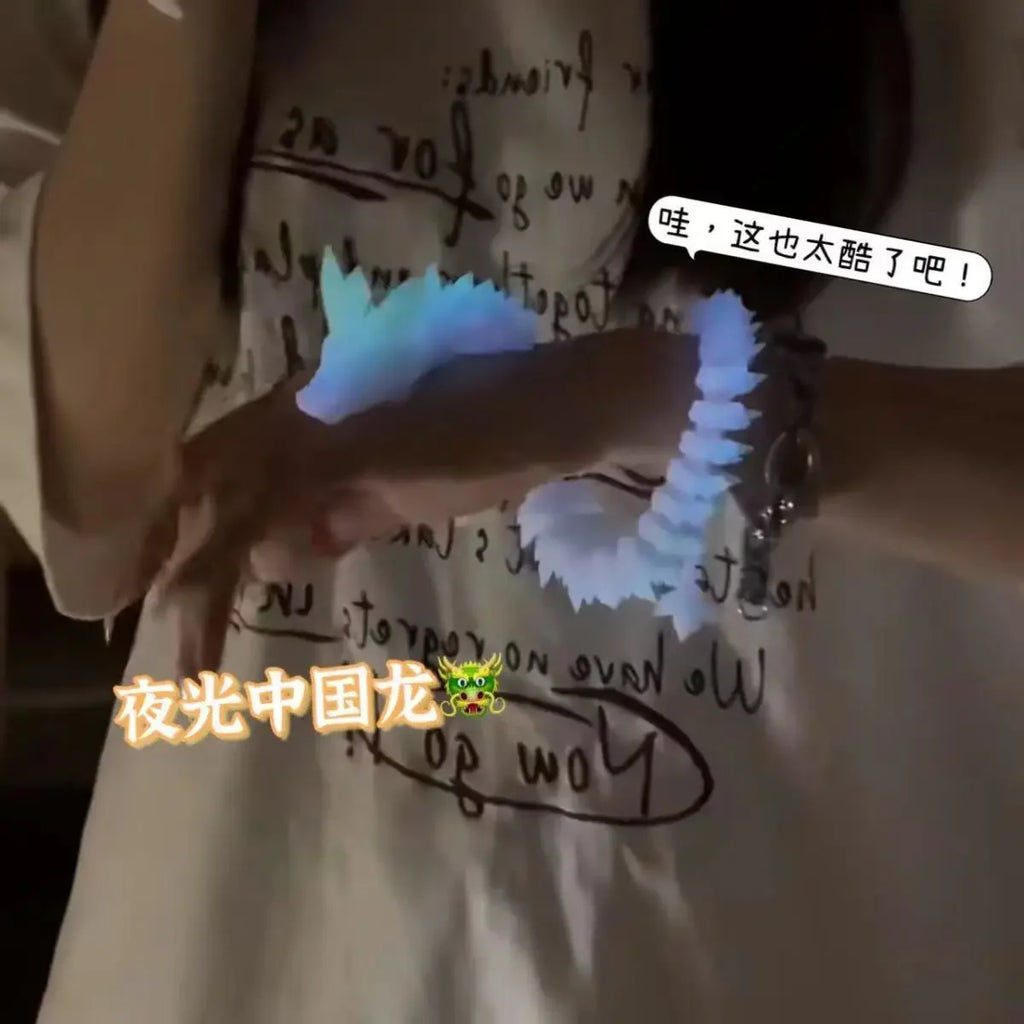 Dragon articulé 3D phosphorescent – Figurine cristal rotative, jouet décoratif lumineux