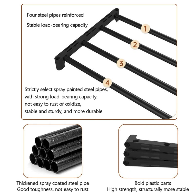 Étagère à chaussures en métal – Meuble de rangement multifonction simple et pratique pour maison, studio ou dortoir