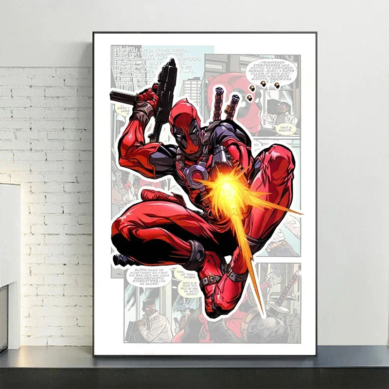 Poster Marvel Avengers sur toile – Spiderman, Captain America, comics Disney, décoration murale chambre enfant (sans cadre)