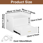 Table de chevet murale flottante avec tiroir – Prise AC, 2 ports USB et éclairage LED – Noir