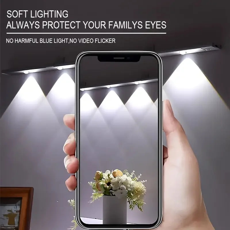 Lampe LED ultra fine sans fil avec capteur de mouvement – USB rechargeable pour armoire, cuisine et chambre