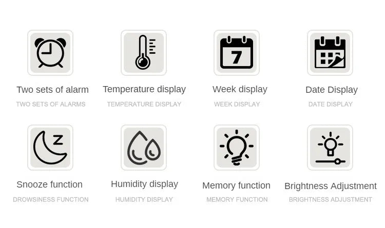 Horloge murale digitale LED – Affichage heure, température et humidité, réveil électronique avec luminosité réglable (12/24H)