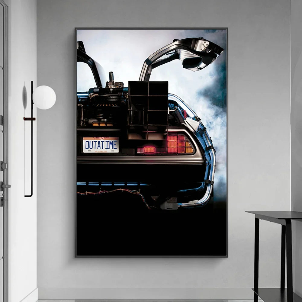 Affiche murale minimaliste scandinave – Poster décoratif Delorean Back to the Future (sans cadre)