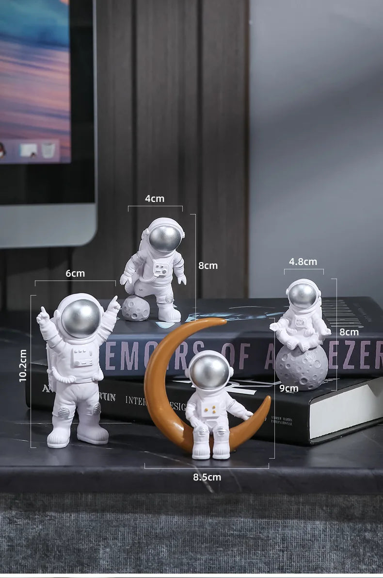 Lot de figurines astronaute en résine – 4 pièces décoratives pour bureau et chambre, jouet éducatif enfant
