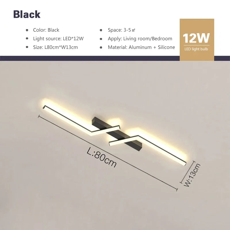 LED Moderne Plafonnier – Éclairage Design pour Salon, Salle à Manger, Chambre – Noir ou Or