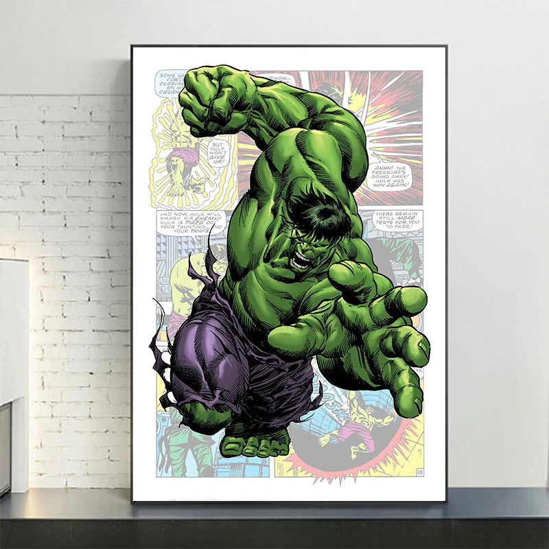 Poster Marvel Avengers sur toile – Spiderman, Captain America, comics Disney, décoration murale chambre enfant (sans cadre)