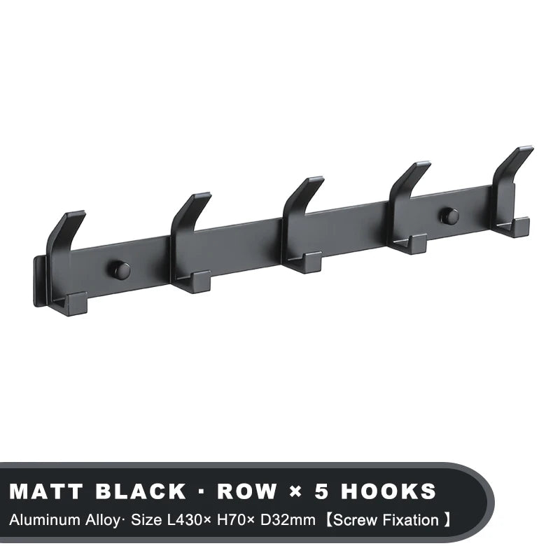 Patère murale moderne en aluminium noir – Porte-manteaux mural avec 3 à 6 crochets pour salle de bain, entrée ou chambre