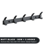 Patère murale moderne en aluminium noir – Porte-manteaux mural avec 3 à 6 crochets pour salle de bain, entrée ou chambre